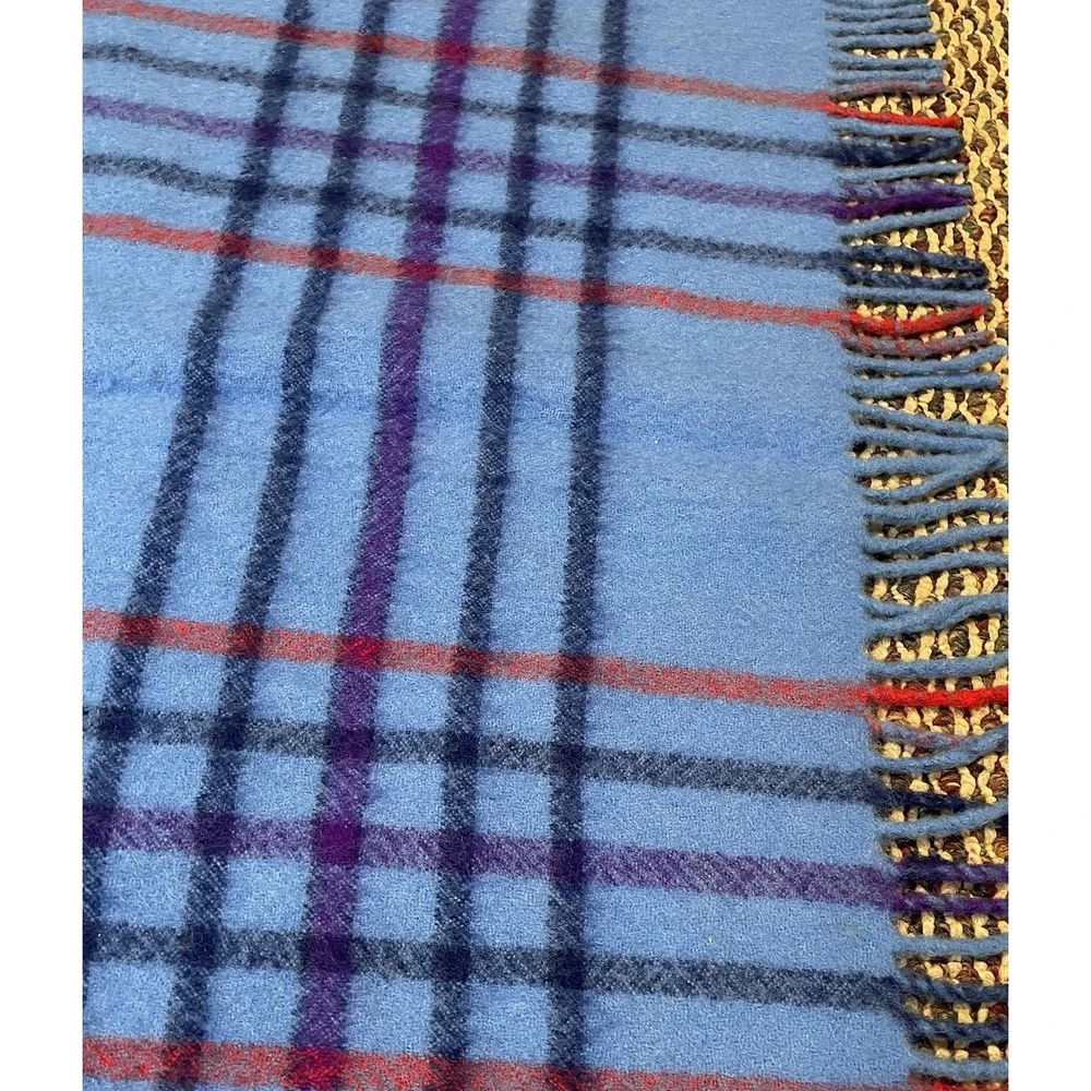 Vtg Albany Woollen Mills Blanket Australian 100% Wool Snuggle Rug Blue 51